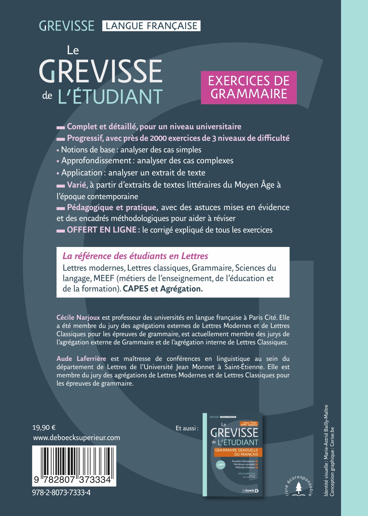 Le Grevisse de l'étudiant - Exercices de grammaire - Cécile Narjoux, Aude Laferrière - DE BOECK SUP