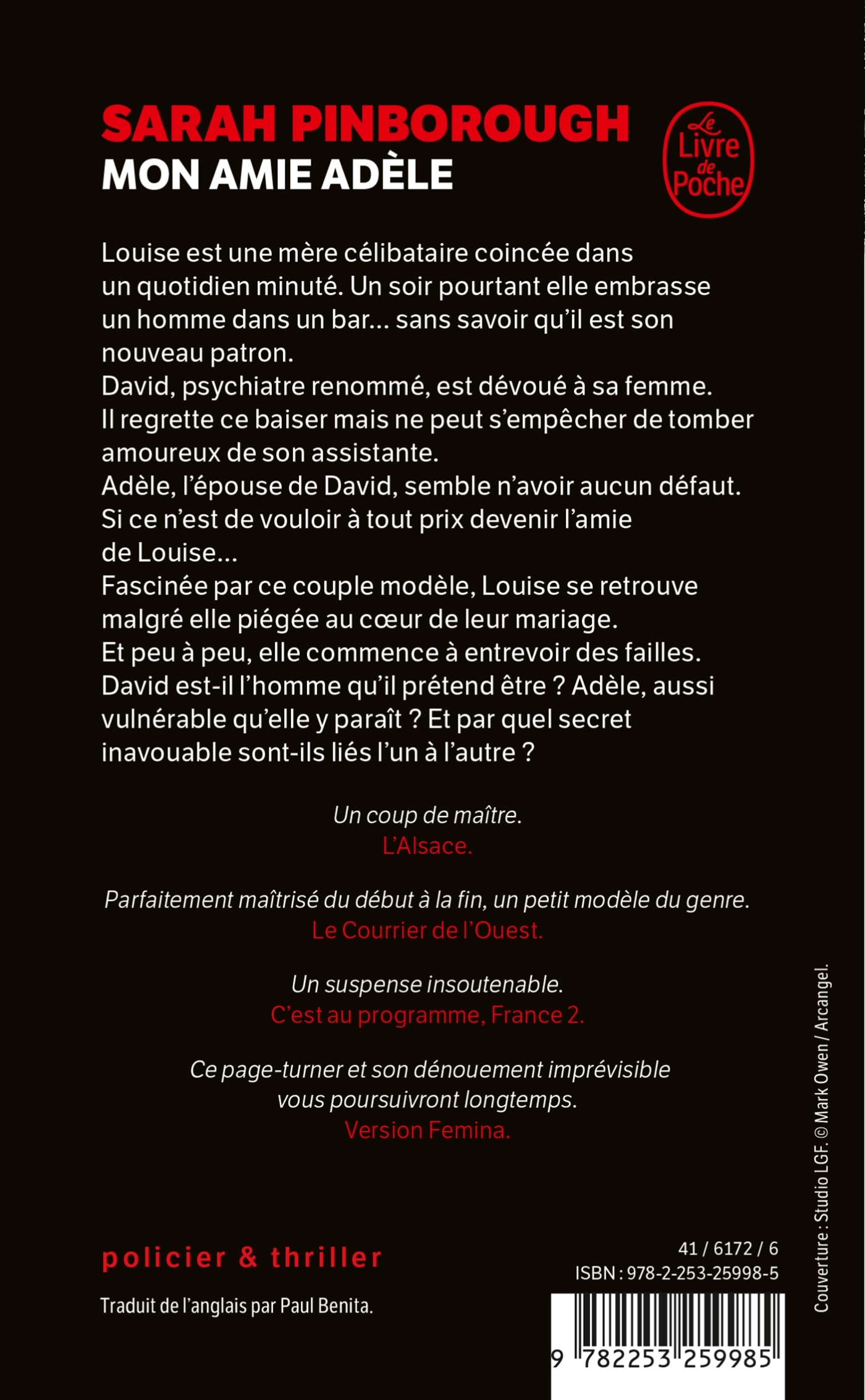 Mon amie Adèle - Sarah Pinborough - LGF