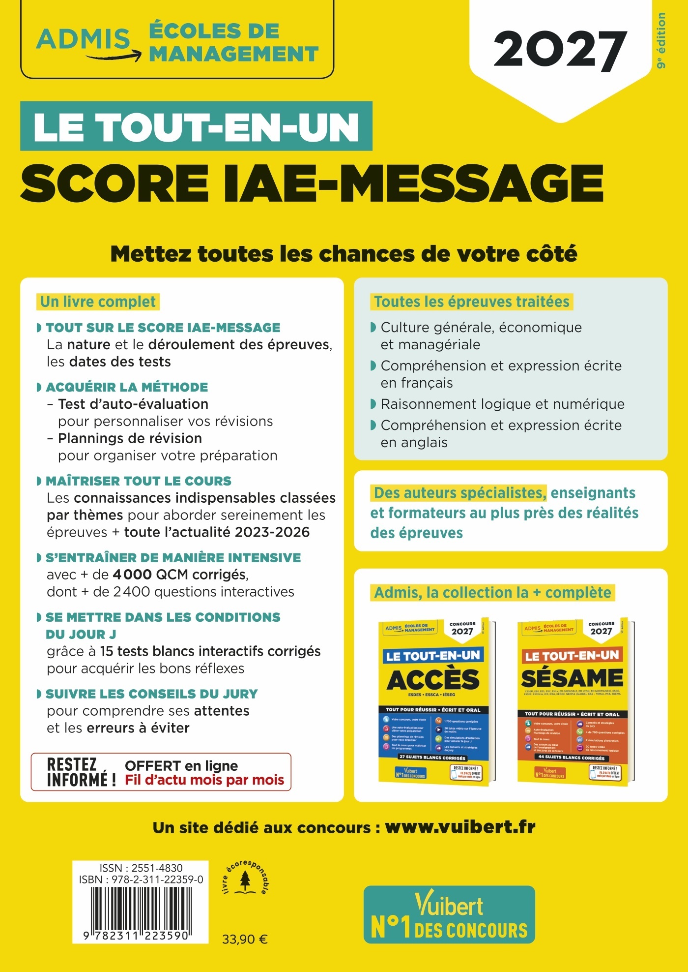 Le tout-en-un Score IAE-MESSAGE - Sélection 2027 - Dominique Dumas, Julie Camoin, Rémi Pérès, Mandi Gueguen, Benoît Thierry-Hildenbrand, Benoit THIERRY - VUIBERT