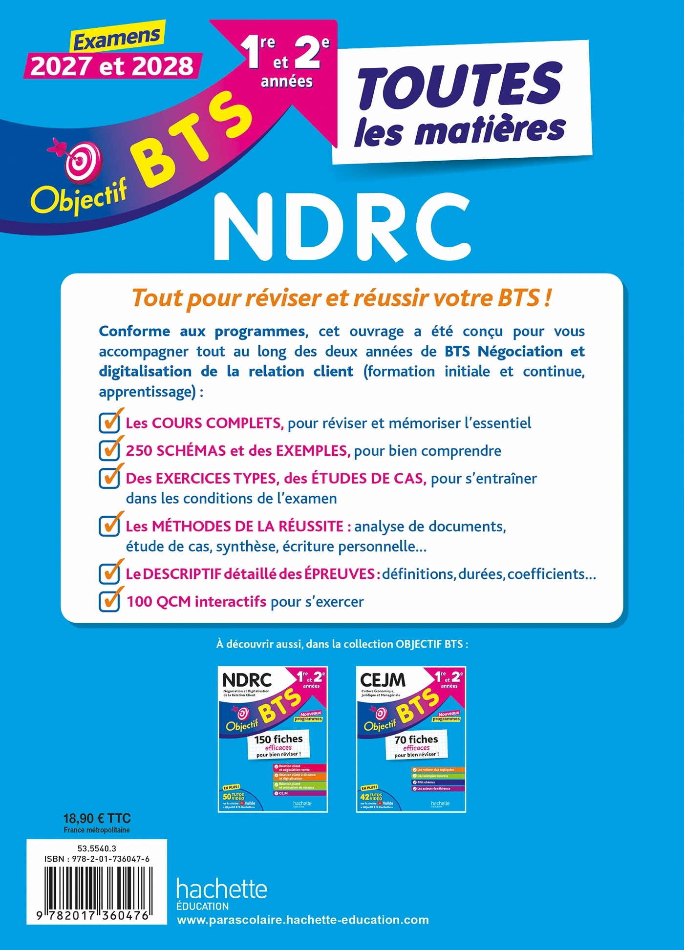 Objectif BTS NDRC (1re et 2e années) - Toutes les matières, examens 2027-2028 - Chrystelle Becot, Emilie Dhérin, Guillaume Gnemmi, Hervé Kéradec, Maamar Khaled, Laurence Manoir, Corinne Denis, Bruno Bonnefous, Marc Geronimi, David Leccia - HACHETTE EDUC