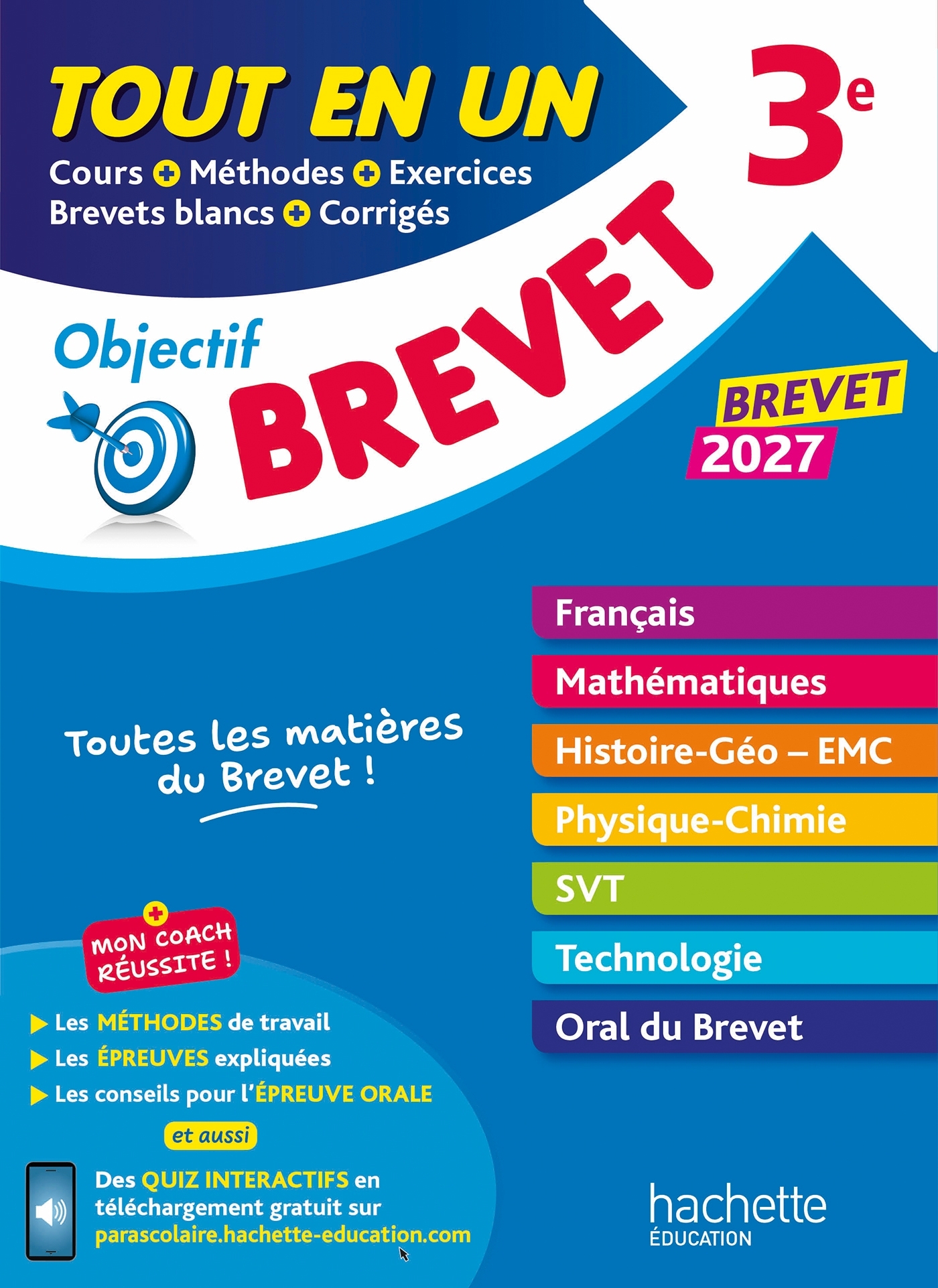 Objectif Brevet - Tout-en-un 2027 - Philippe Rousseau, Isabelle Lisle, Laurent Bonnet, Sébastien Dessaint, Fabienne Ottevaere, Brigitte Réauté, Michèle Laskar, Christophe Saïsse, Malorie Gorillot - HACHETTE EDUC