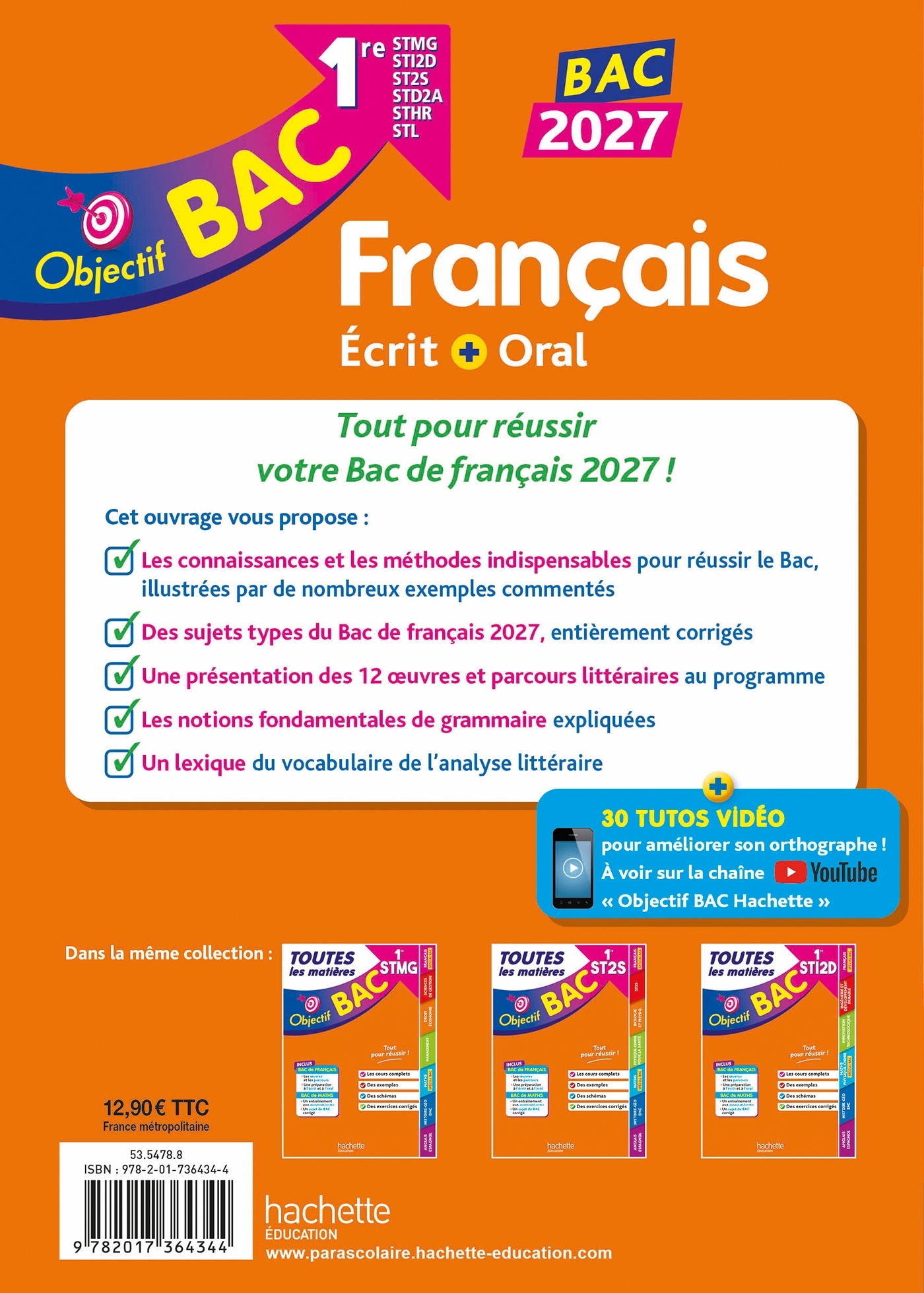 Objectif BAC 2027 Français écrit et oral 1res STMG - STI2D - ST2S - STL - STD2A - STHR - A Sourisse, Sofia Rossignol - HACHETTE EDUC