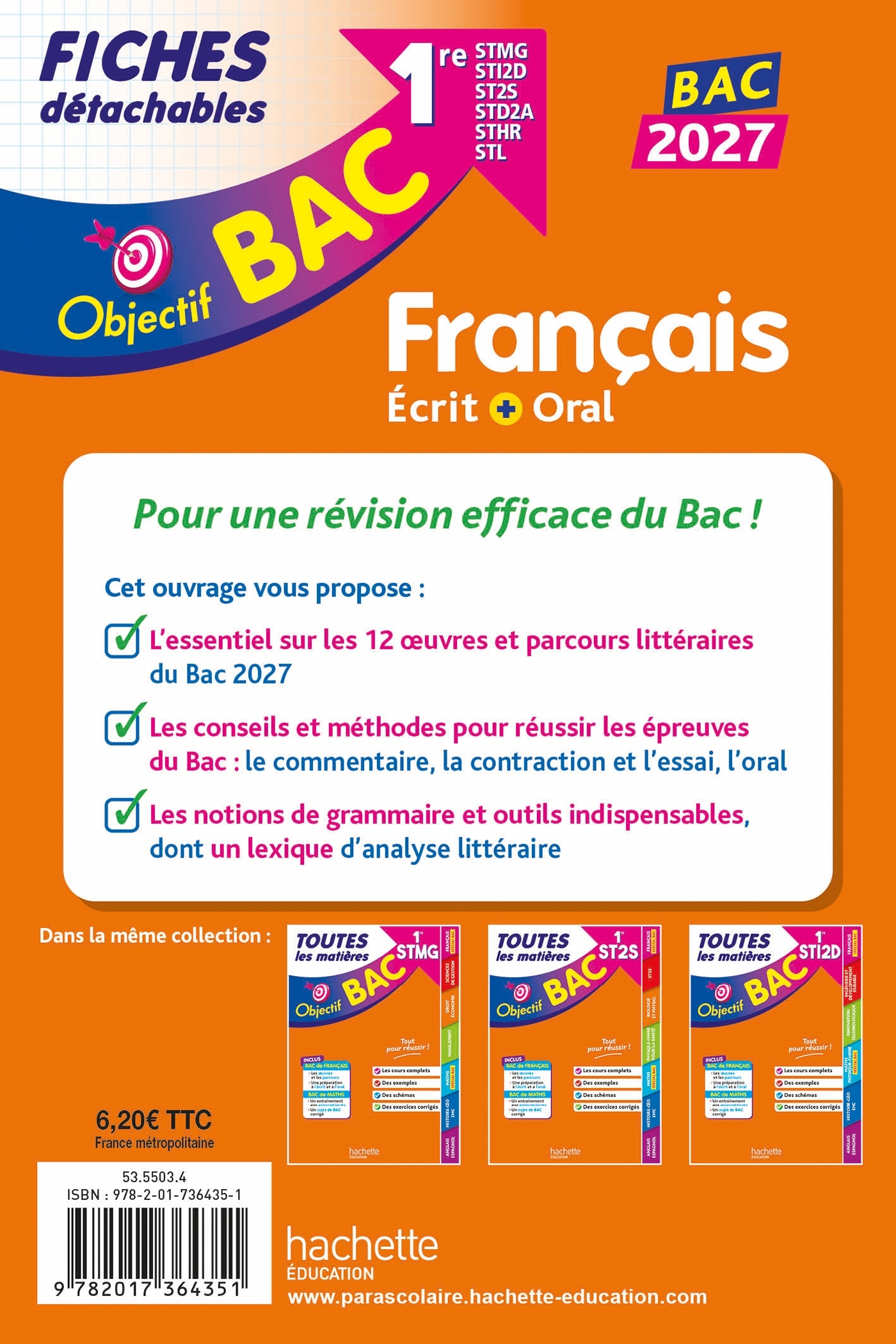 Objectif BAC 2027 Fiches détachables Français 1res STMG - STI2D - ST2S - STL - STD2A - STHR - Sofia Rossignol, A Sourisse, Amélie Pinçon - HACHETTE EDUC