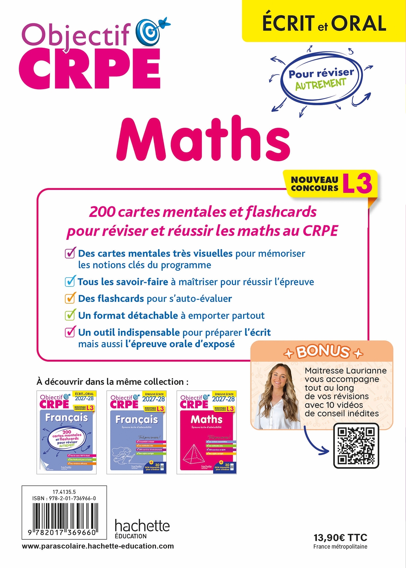 Objectif CRPE 2027-2028 - Maths - 200 cartes mentales et flashcards - Écrit et oral - L3 -  , Olivier Véziant, Laure Voirin - HACHETTE EDUC