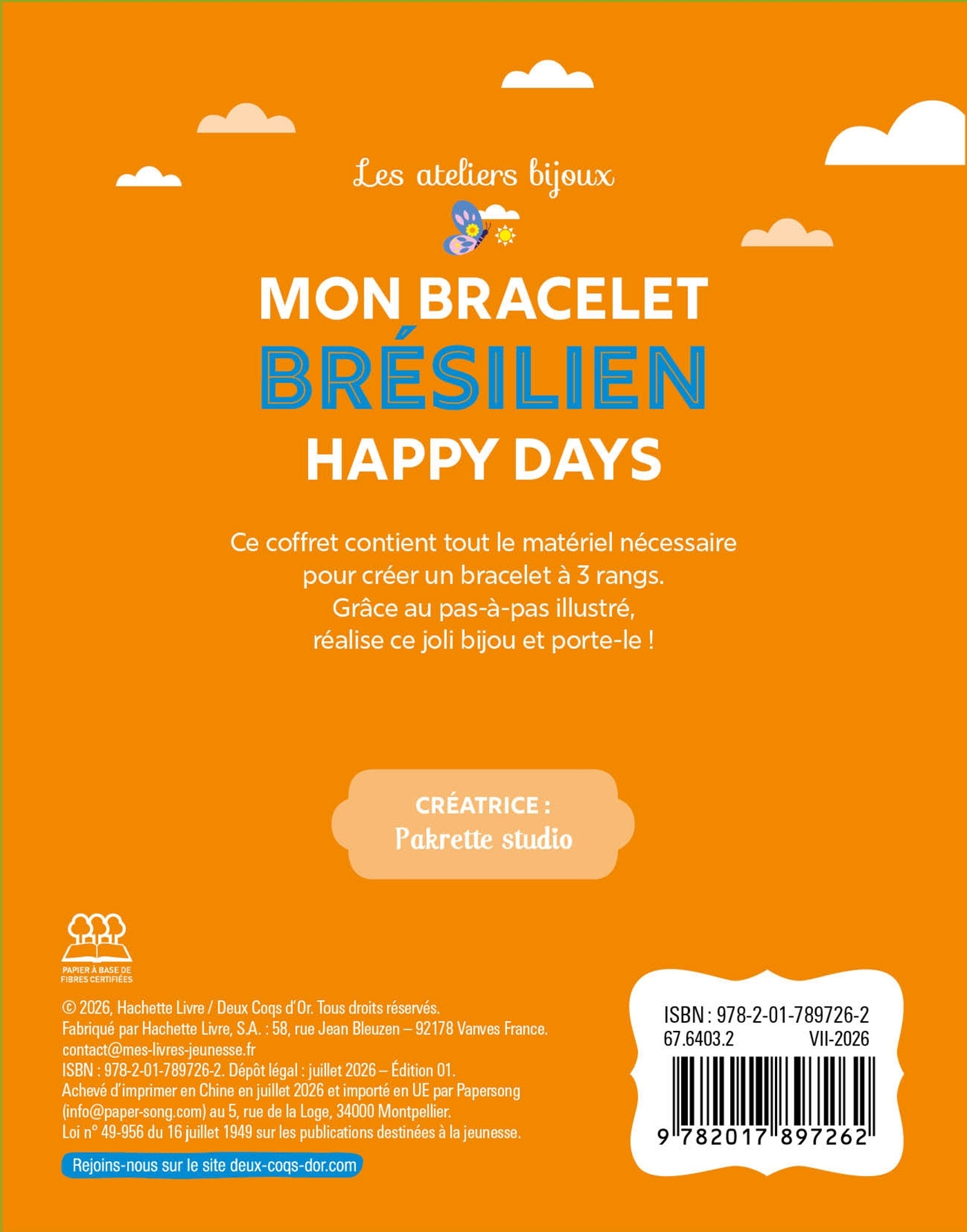 Mon bracelet brésilien Happy Days - coffret avec accessoires -  Pakrette Studio - DEUX COQS D OR