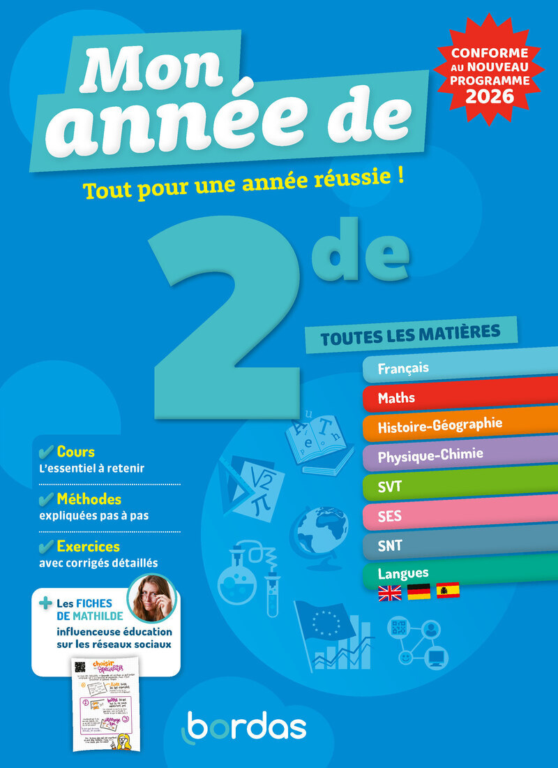 Mon Année de 2de - Sophie Pailloux-Riggi, Jacqueline Turgis, Fabien Aoustin, Norbert Dubouis, Sandrine Schreyeck, Anne-Sophie CAVEAU, Jean-Philippe Fourestier, Grégory Maupu, Stéphane Percot, Daniel Pataa, Alejandra Chulia Jordan, Fabrice Malkani - BORDAS
