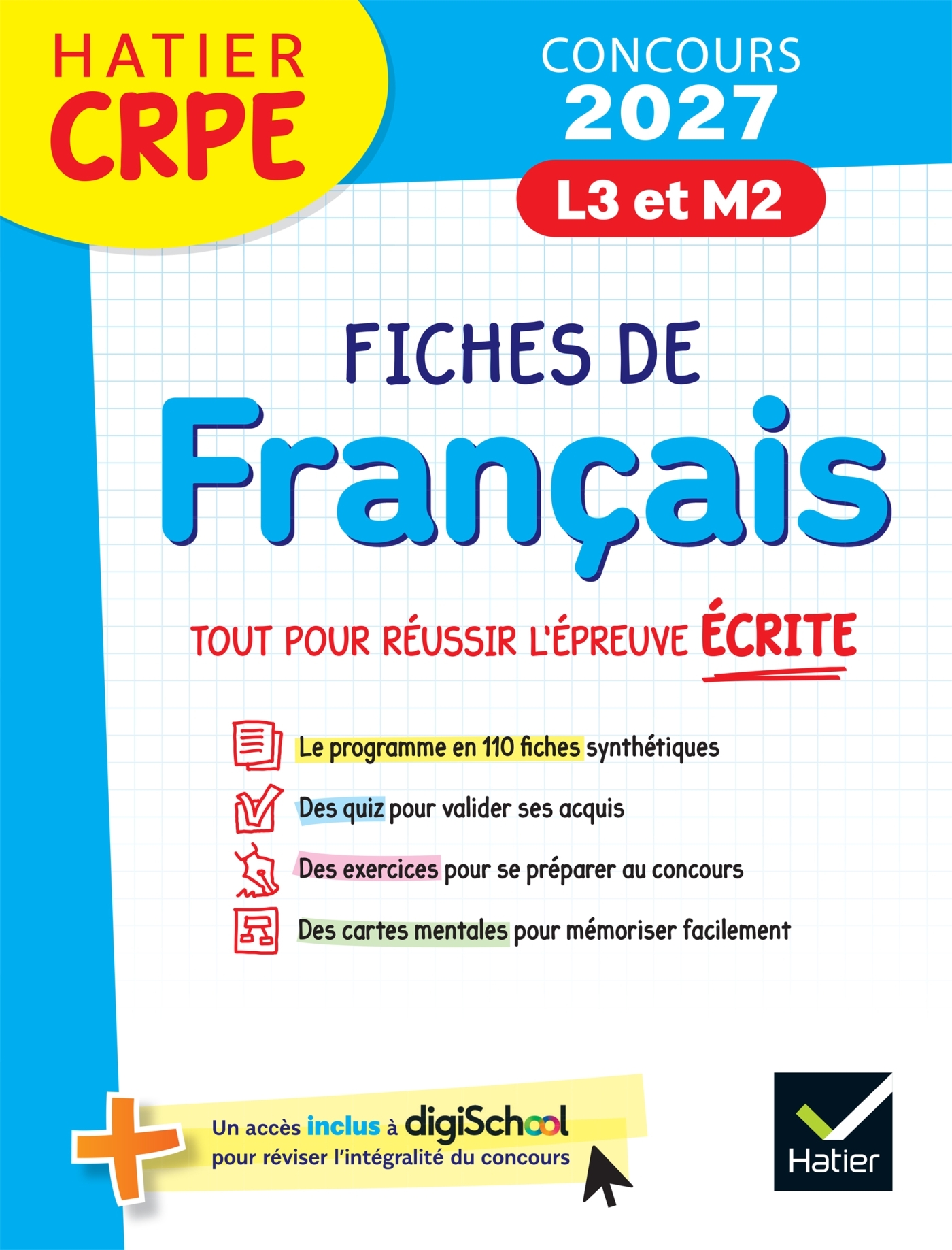 Hatier CRPE - Fiches de Français - Epreuve écrite d'admissibilité - 2027 - L3 et M2 - Micheline Cellier, Jean-Christophe Pellat, Viviane Marzouk - HATIER