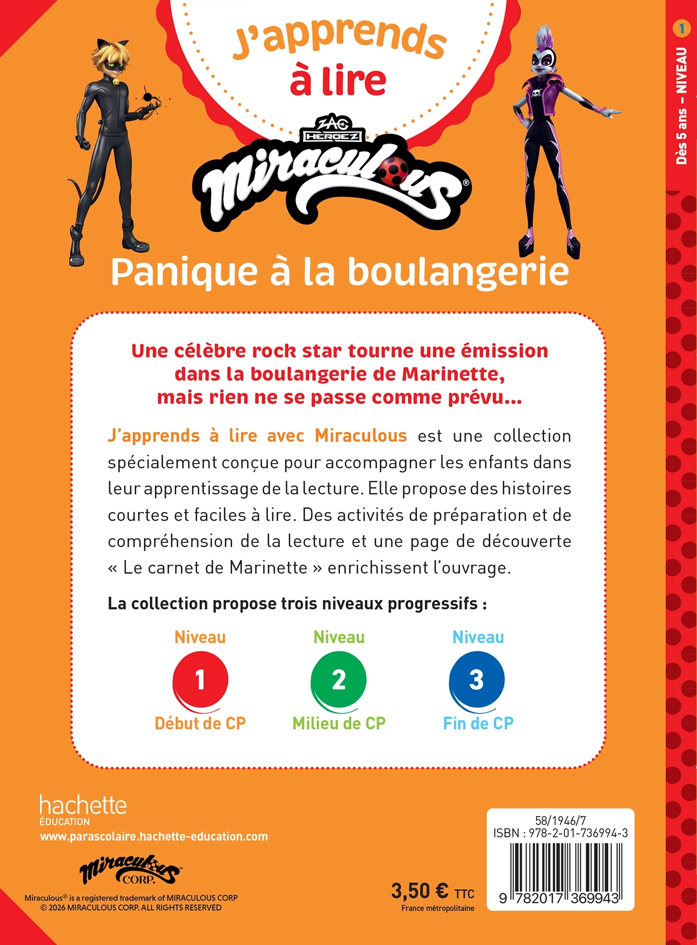 Miraculous Première lecture CP niveau 1 - Panique à la boulangerie - Isabelle Albertin - HACHETTE EDUC