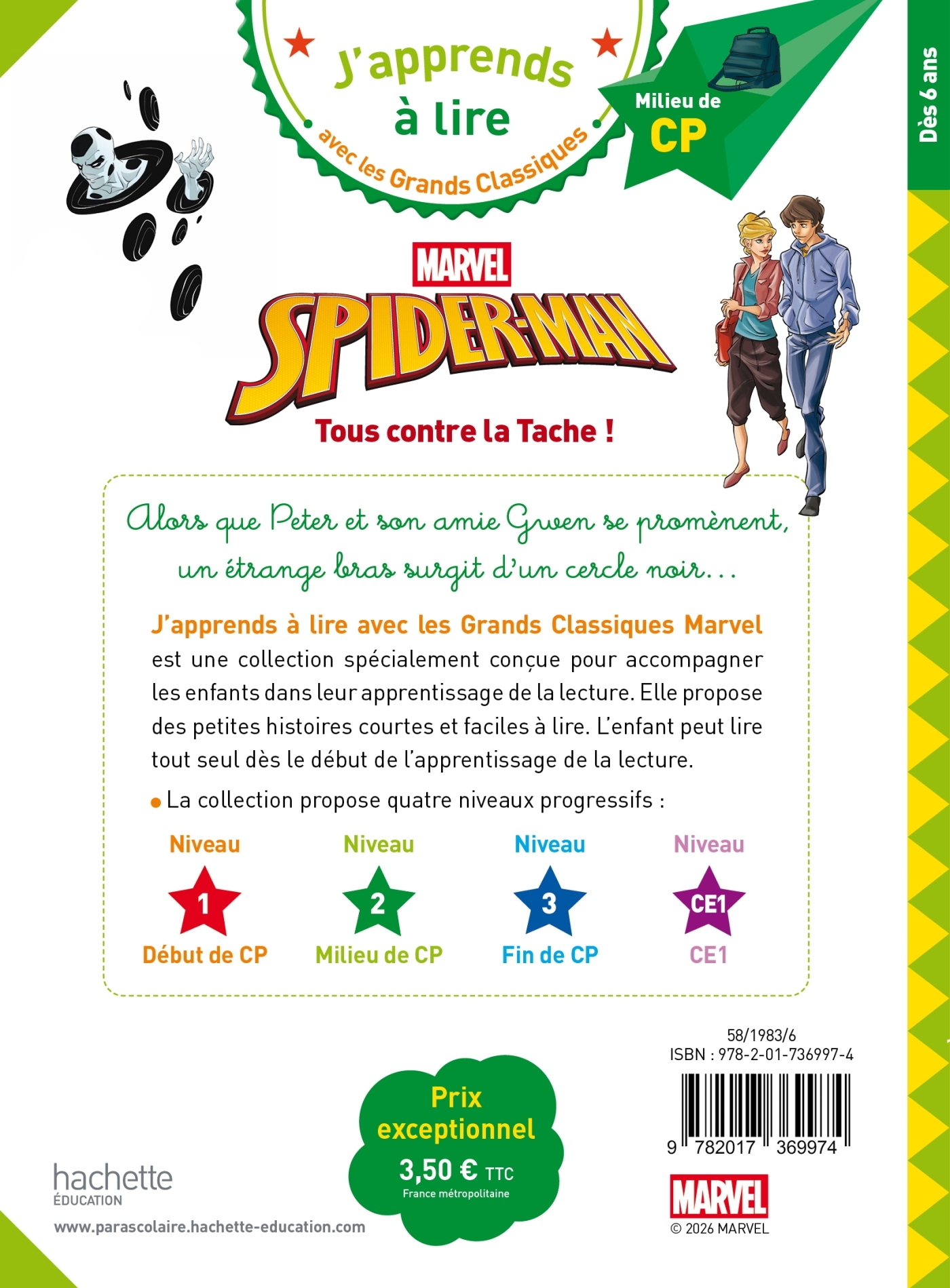 Disney Marvel - Spiderman - Tous contre la Tache ! CP niveau 2 - Isabelle Albertin - HACHETTE EDUC
