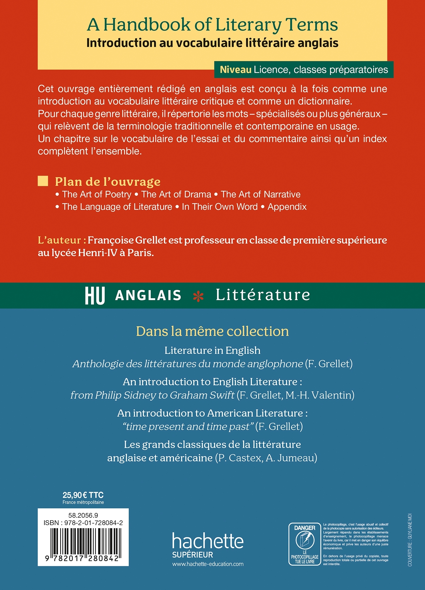 A handbook of literary terms - Introduction au vocabulaire littéraire anglais - Françoise Grellet - HACHETTE EDUC