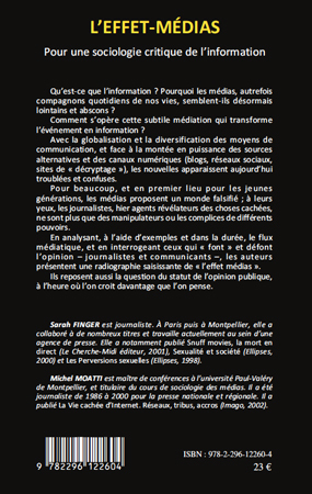 L'effet-médias - Michel Moatti, Sarah Finger - L'HARMATTAN