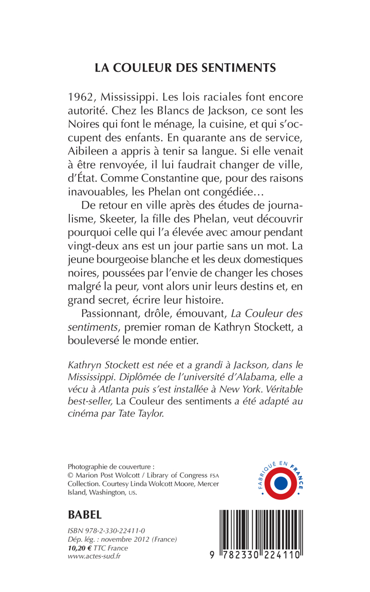 La Couleur des sentiments - Kathryn Stockett - ACTES SUD