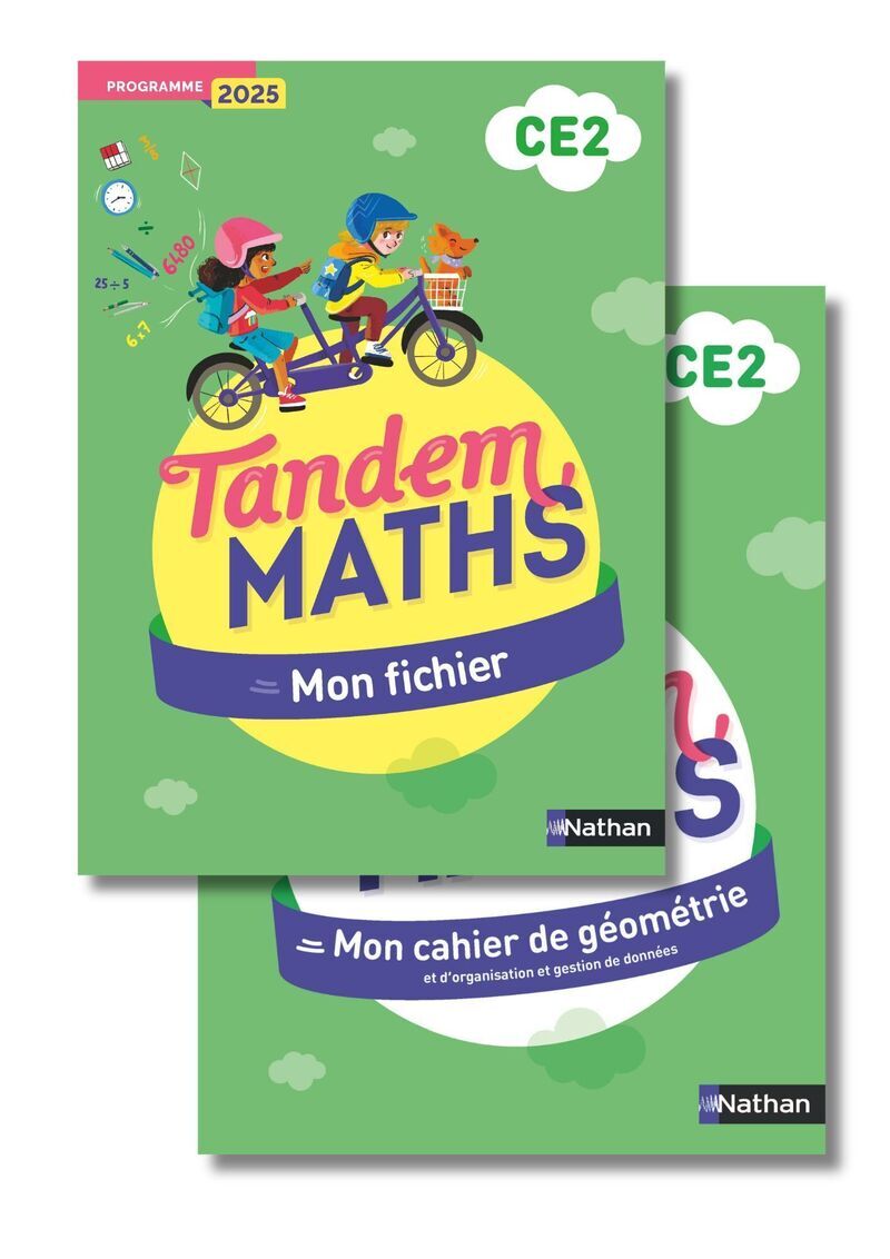 Tandem - Maths CE2 - Fichier de l'élève + Cahier de géométrie - Programme 2025 - Christophe Gilger, Catherine Grosjean, Stéphanie COLLOMB, Carole CORTAY, Cécile Guénard, Johan Jacquier, Vincent LOBRY - NATHAN