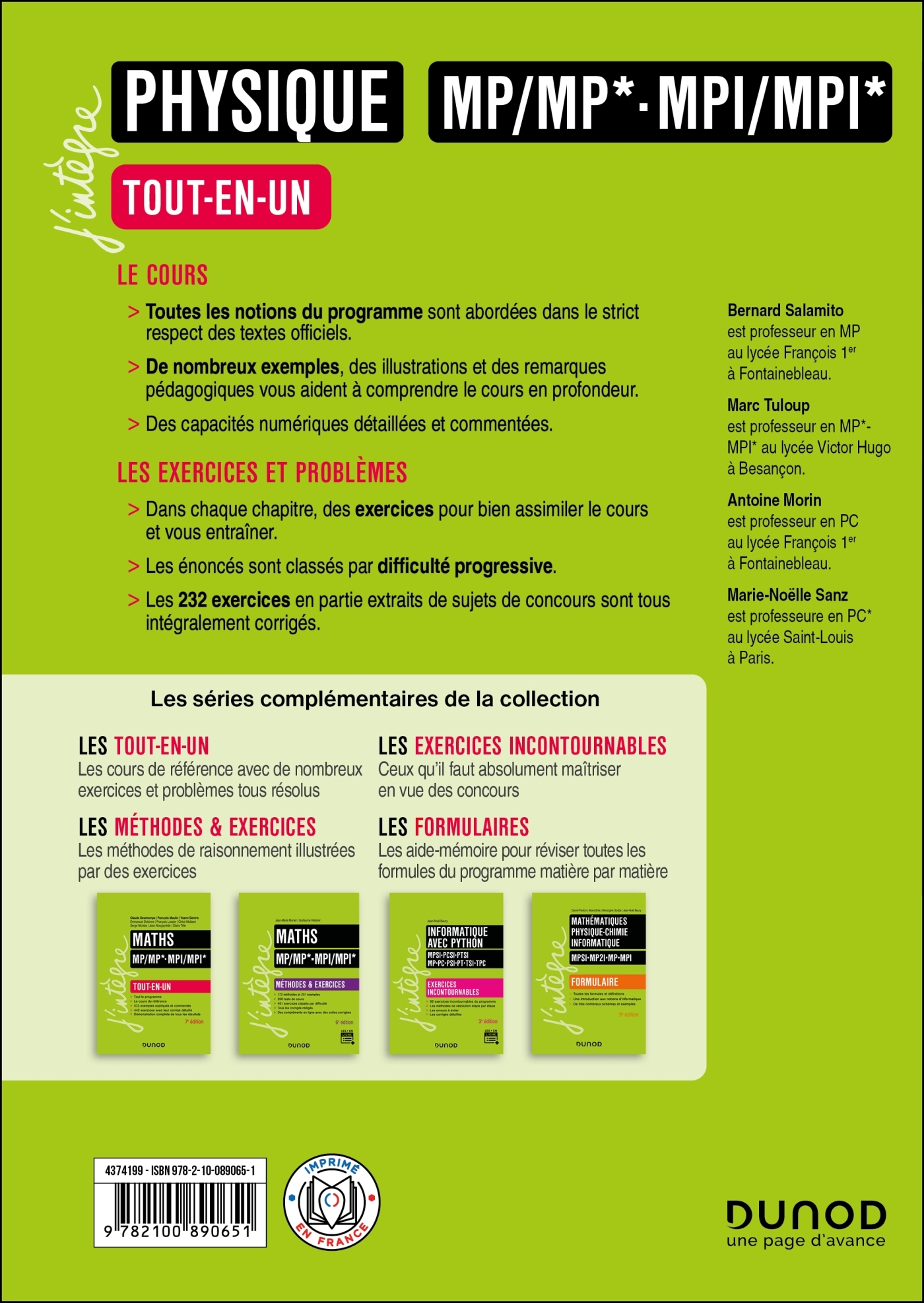 Physique Tout-en-un MP/MP*-MPI/MPI* - 6e éd. - Bernard Salamito, Marie-Noëlle Sanz, Marc Tuloup, Antoine Morin - DUNOD