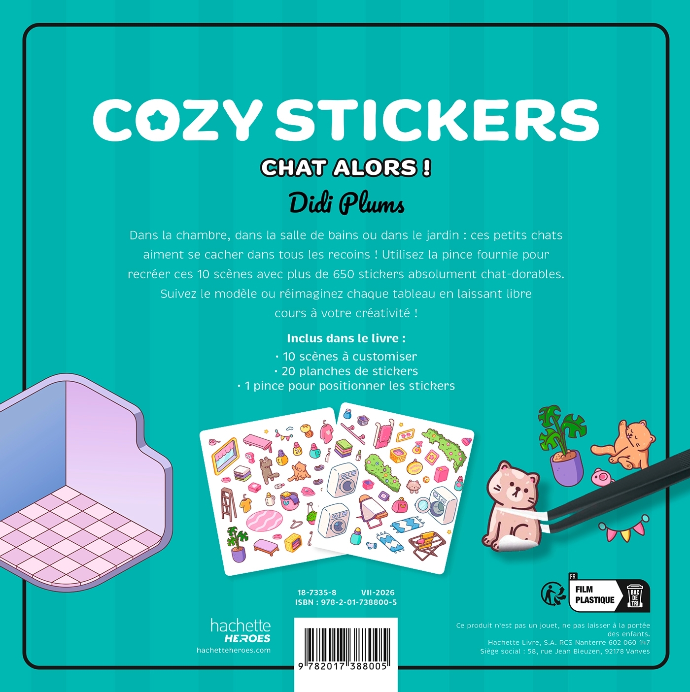 Cozy Stickers Didi Plums (avec pince) - Chat alors ! - DIDI PLUMS - HACHETTE HEROES