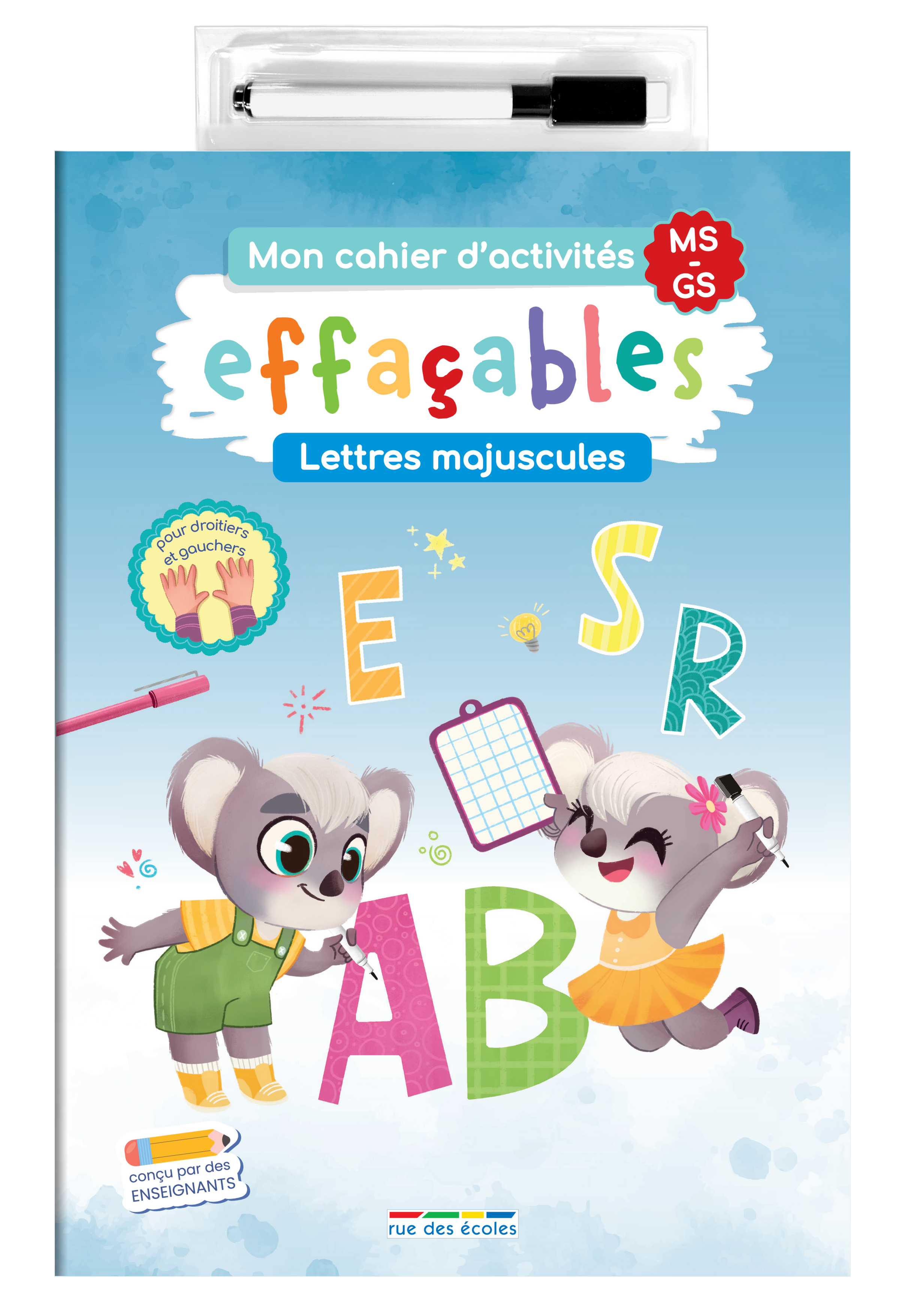 Mon cahier d'activités effaçables - Lettres majuscules MS-GS - Camille  Denoël - RUE DES ECOLES