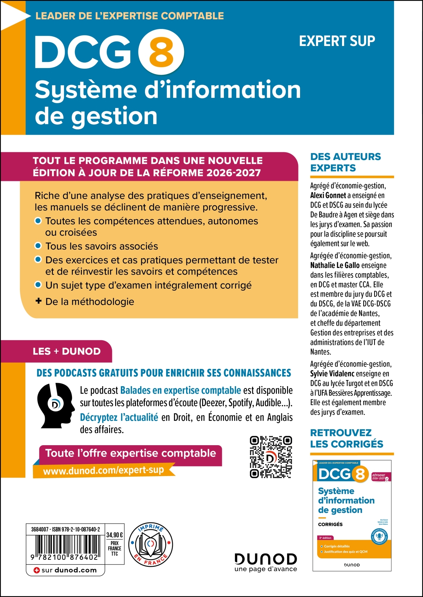 DCG 8 Système d'information de gestion - Manuel - Réforme 2026-2027 - Alexi Gonnet, Nathalie Le Gallo, Sylvie Vidalenc - DUNOD