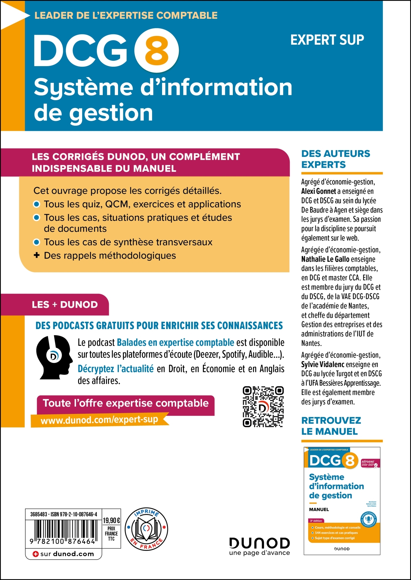 DCG 8 Système d'information de gestion - Corrigés - Réforme 2026-2027 - Alexi Gonnet, Nathalie Le Gallo, Sylvie Vidalenc - DUNOD