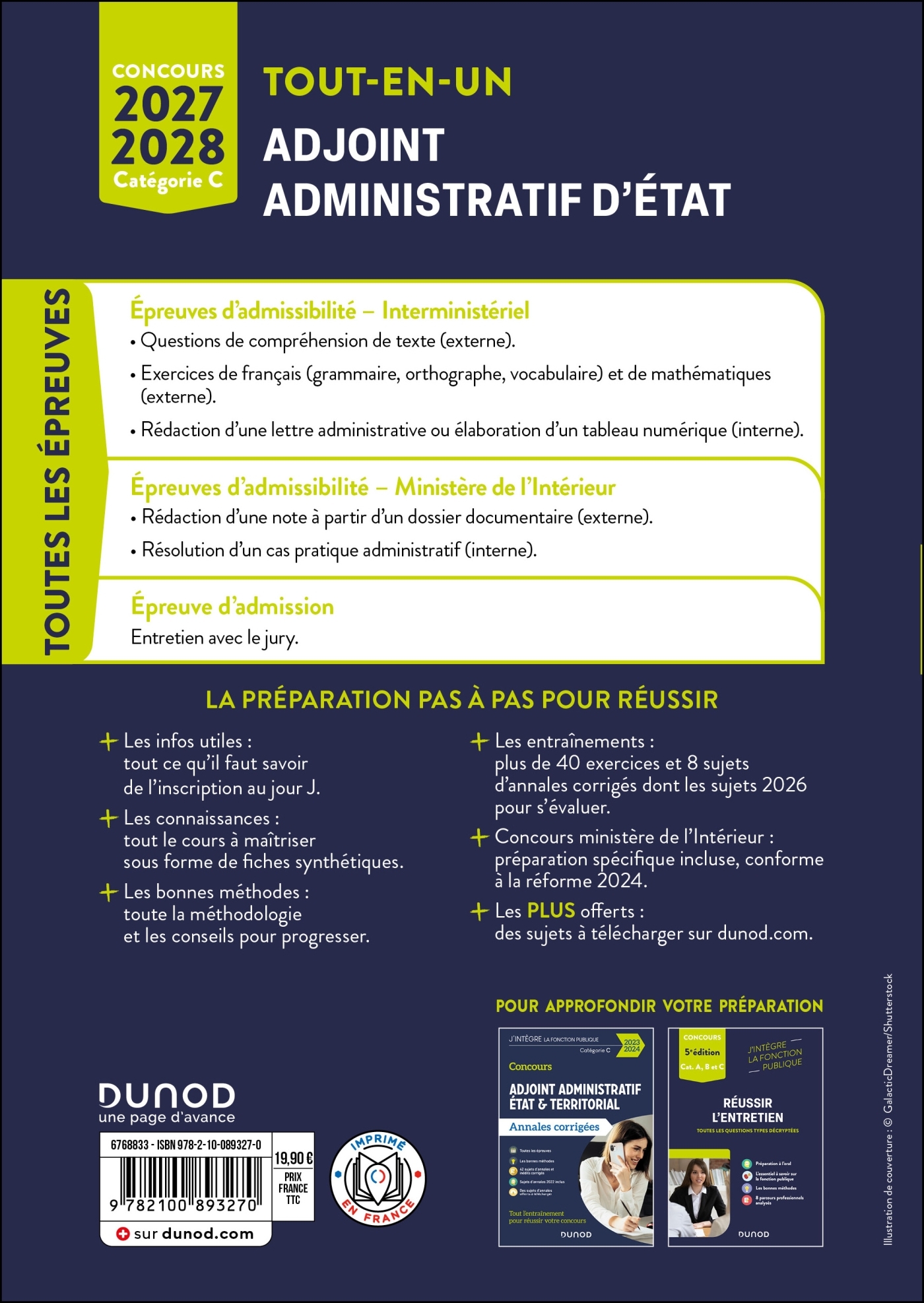 Concours Adjoint administratif d'Etat - 2027-2028 - Externe et interne - Sylvie BEYSSADE, Audrey Charmont, Stephen Lédé, Corinne Pelettier, Marie-Virginie Speller - DUNOD