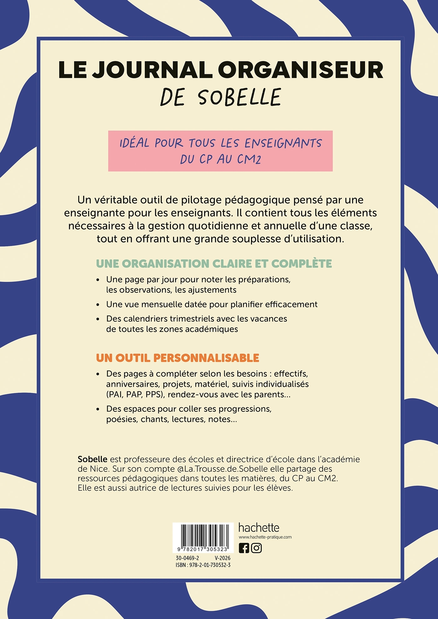 Le Journal organiseur des profs des écoles 2026/2027 -  Sobelle - HACHETTE PRAT