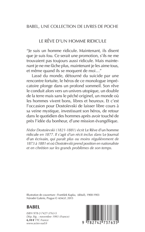 Le rêve d'un homme ridicule - Fédor Dostoïevski - ACTES SUD
