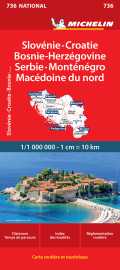 Carte nationale slovénie, croatie, bosnie-herzégovine, serbie, monténégro, macédoine du nord
