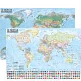 Monde 1/44.000.000 – carte politique et physique (sans barres alu) 67 × 47 cm